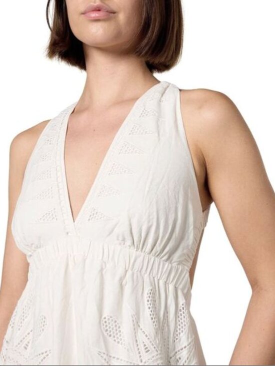 FARM Rio White Eyelet V-Neck Dress NWT EcoVero Viscose Size L - Picture 4 of 4